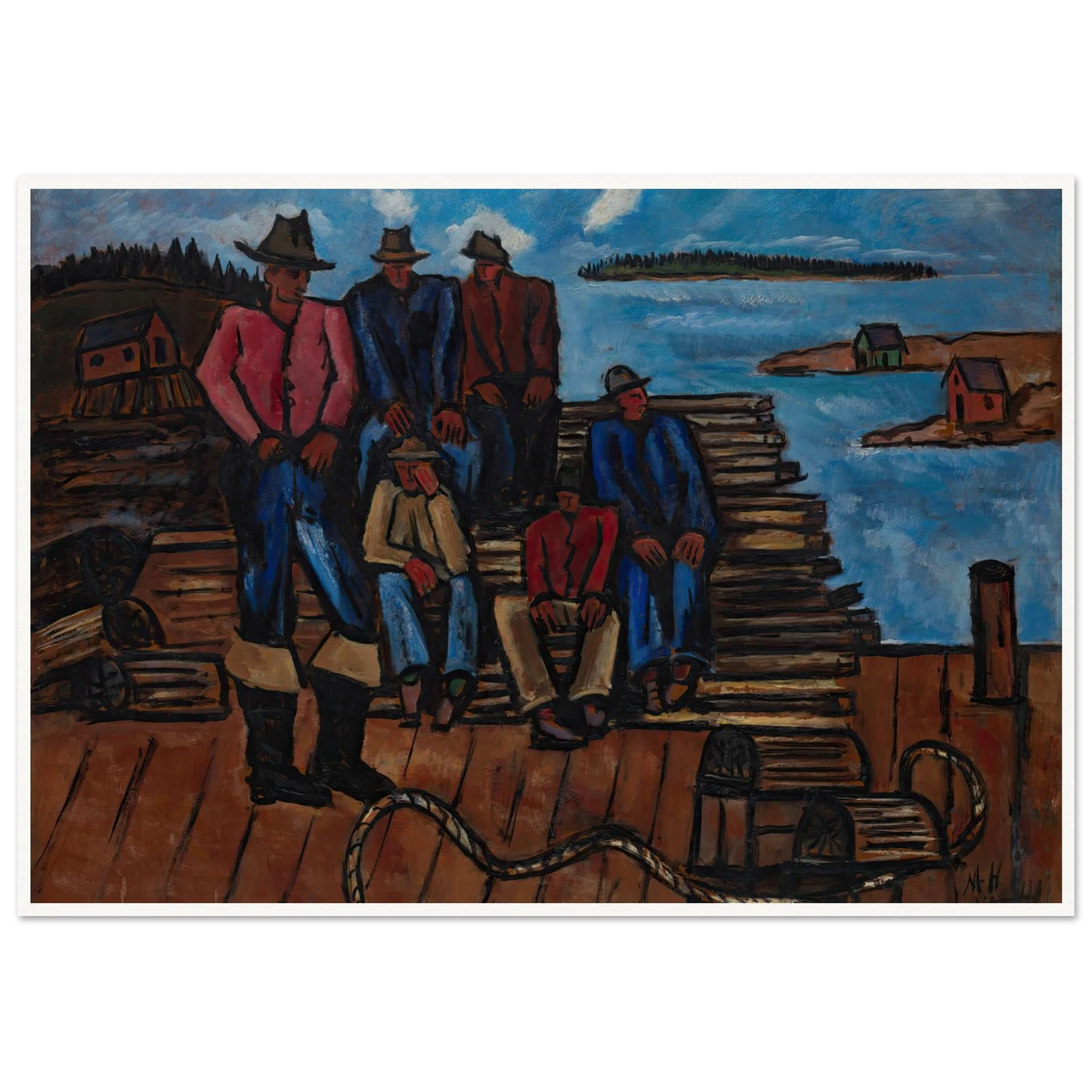 Lobster Fishermen (1940-1941) Art Print | Marsden Hartley-Quipham Collections