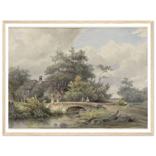Landschap met stenen brug bij een huis (1813 - 1862) Art Print | Barend Cornelis Koekkoek-Quipham Collections