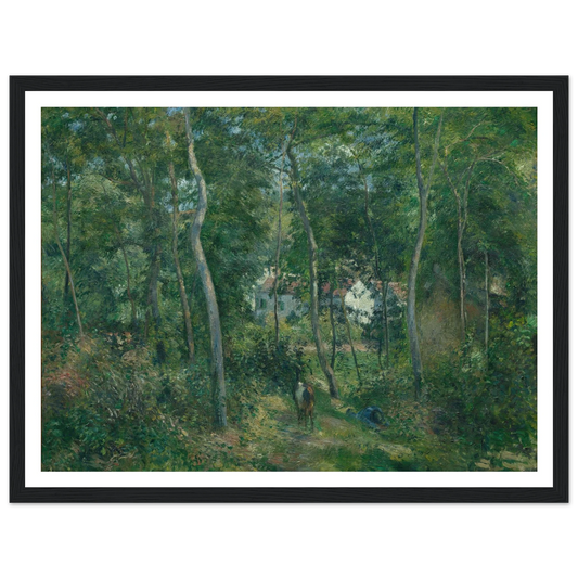 Edge of the Woods Near L’Hermitage, Pontoise (1879) Art Print | Camille Pissarro - Framed Poster - 30x40 cm / 12x16″ - Black frame
