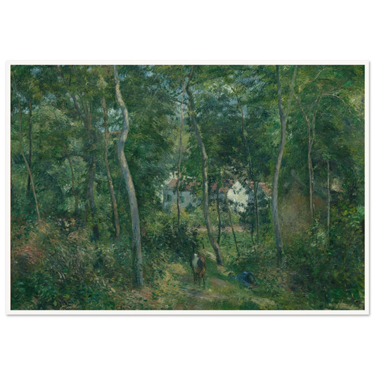 Edge of the Woods Near L’Hermitage, Pontoise (1879) Art Print | Camille Pissarro - Framed Poster - 30x40 cm / 12x16″ - Black frame