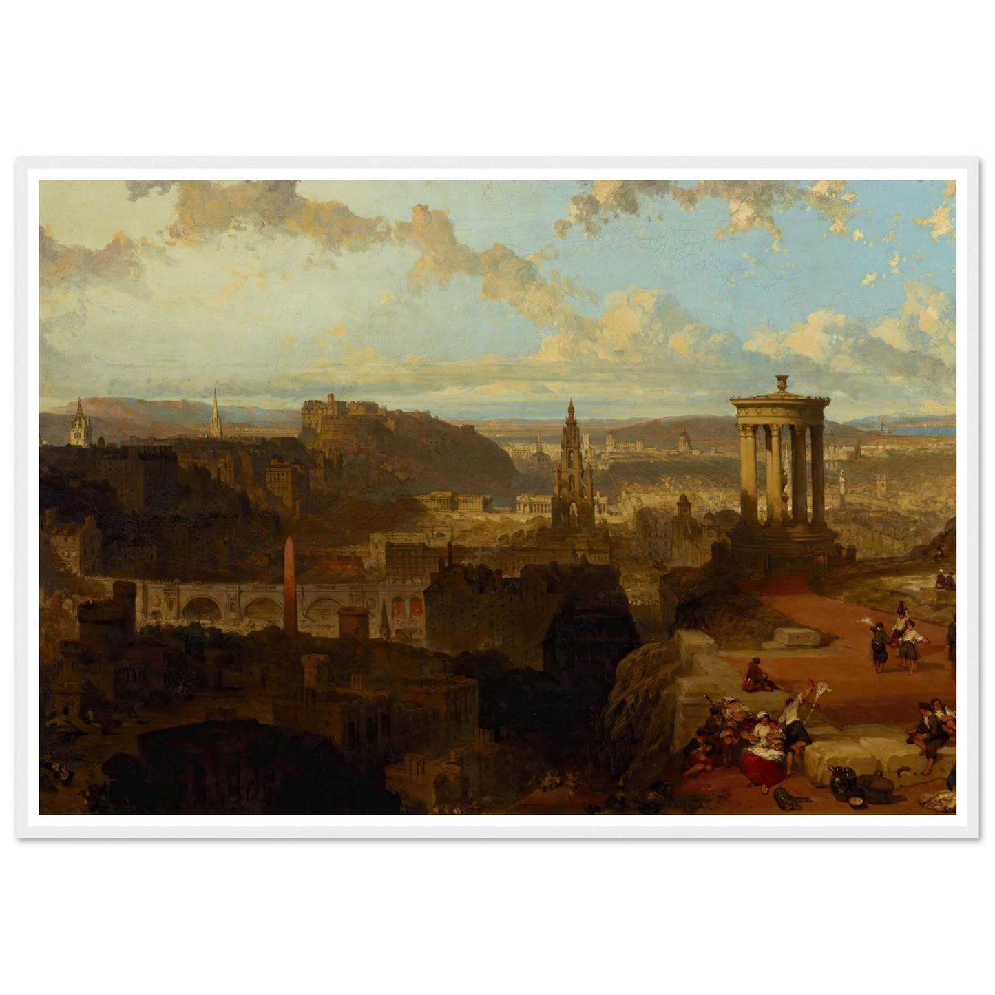 Edinburgh from the Calton Hill (1858) Art Print | David Roberts - Framed Poster - 30x40 cm / 12x16″ - Black frame