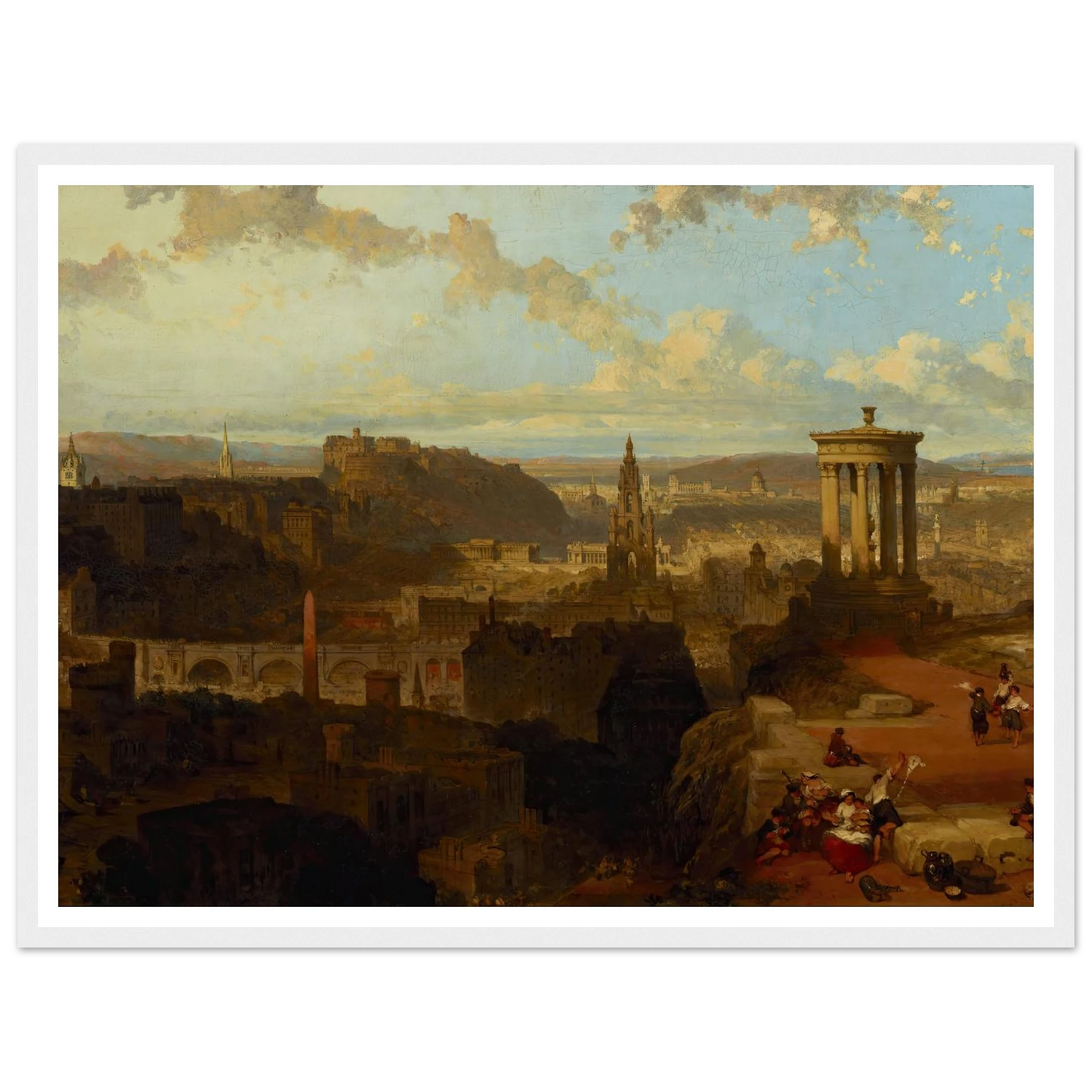 Edinburgh from the Calton Hill (1858) Art Print | David Roberts - Framed Poster - 30x40 cm / 12x16″ - Black frame