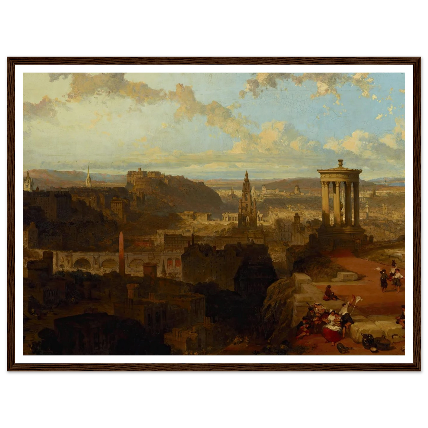 Edinburgh from the Calton Hill (1858) Art Print | David Roberts - Framed Poster - 30x40 cm / 12x16″ - Black frame