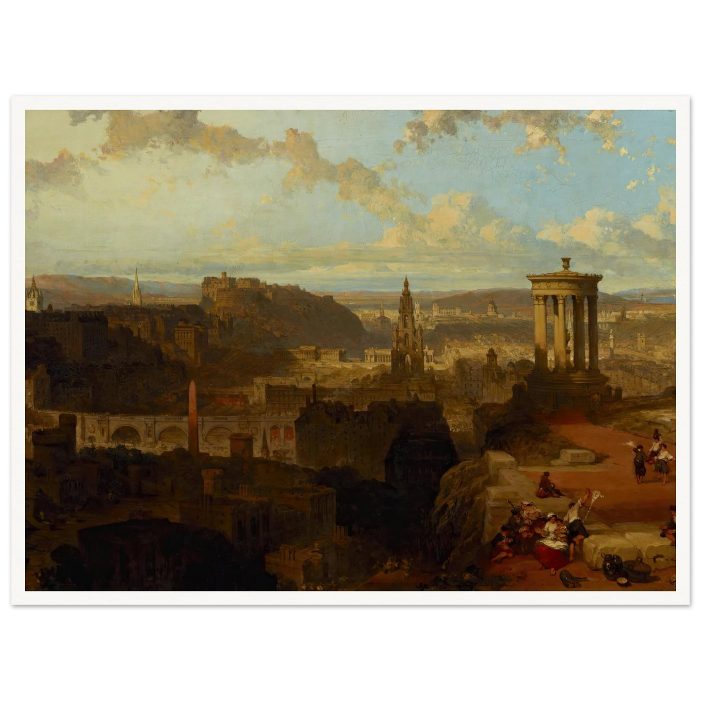 Edinburgh from the Calton Hill (1858) Art Print | David Roberts - Framed Poster - 30x40 cm / 12x16″ - Black frame