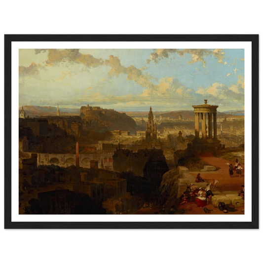 Edinburgh from the Calton Hill (1858) Art Print | David Roberts - Framed Poster - 30x40 cm / 12x16″ - Black frame
