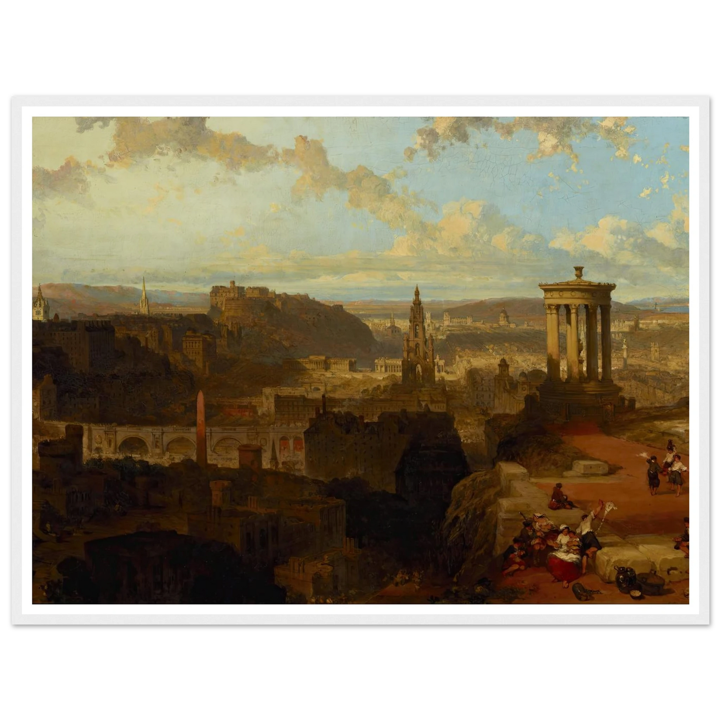 Edinburgh from the Calton Hill (1858) Art Print | David Roberts - Framed Poster - 30x40 cm / 12x16″ - Black frame