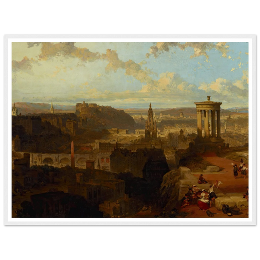 Edinburgh from the Calton Hill (1858) Art Print | David Roberts - Framed Poster - 30x40 cm / 12x16″ - Black frame