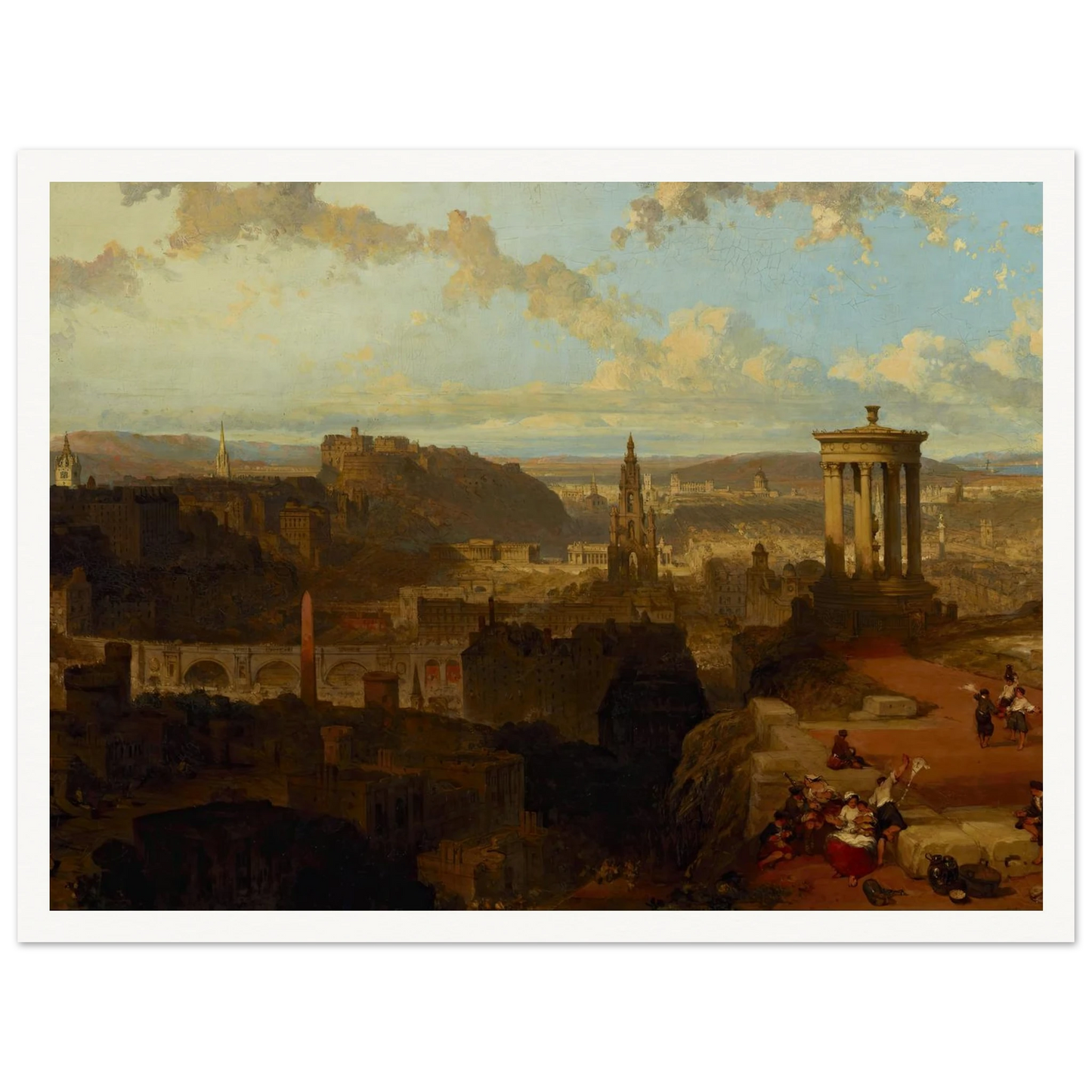 Edinburgh from the Calton Hill (1858) Art Print | David Roberts - Framed Poster - 30x40 cm / 12x16″ - Black frame