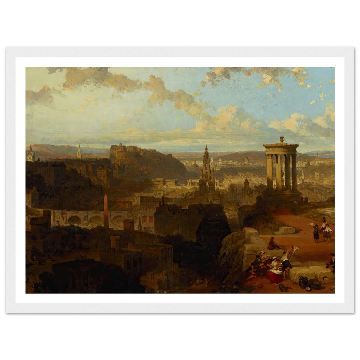 Edinburgh from the Calton Hill (1858) Art Print | David Roberts - Framed Poster - 30x40 cm / 12x16″ - Black frame