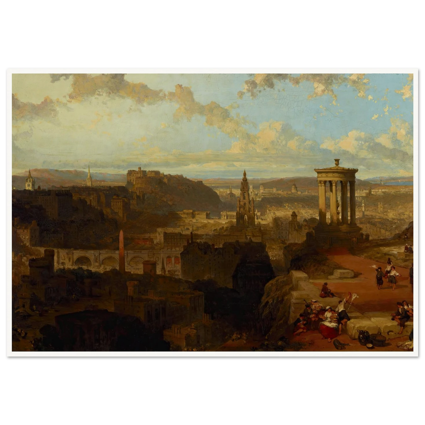 Edinburgh from the Calton Hill (1858) Art Print | David Roberts - Framed Poster - 30x40 cm / 12x16″ - Black frame