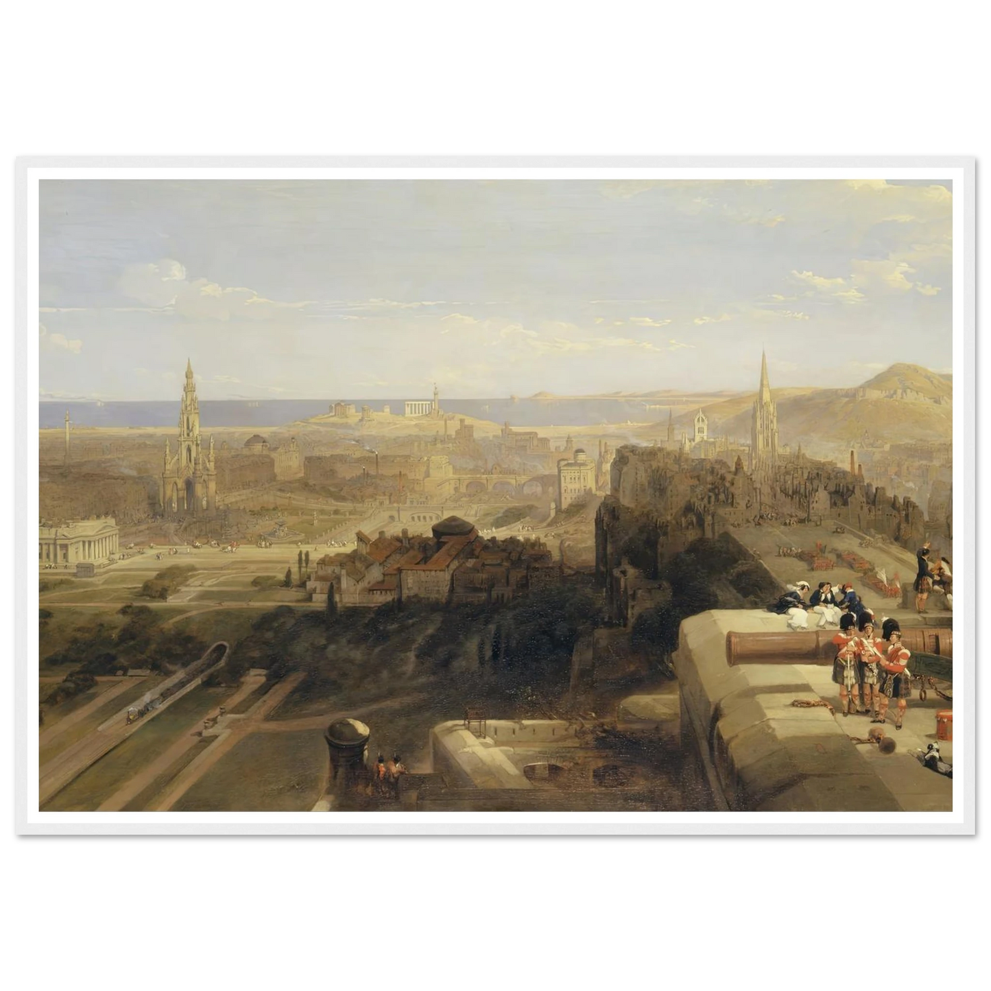 Edinburgh from the Castle Art Print | David Roberts - Framed Poster - 30x40 cm / 12x16″ - Black frame