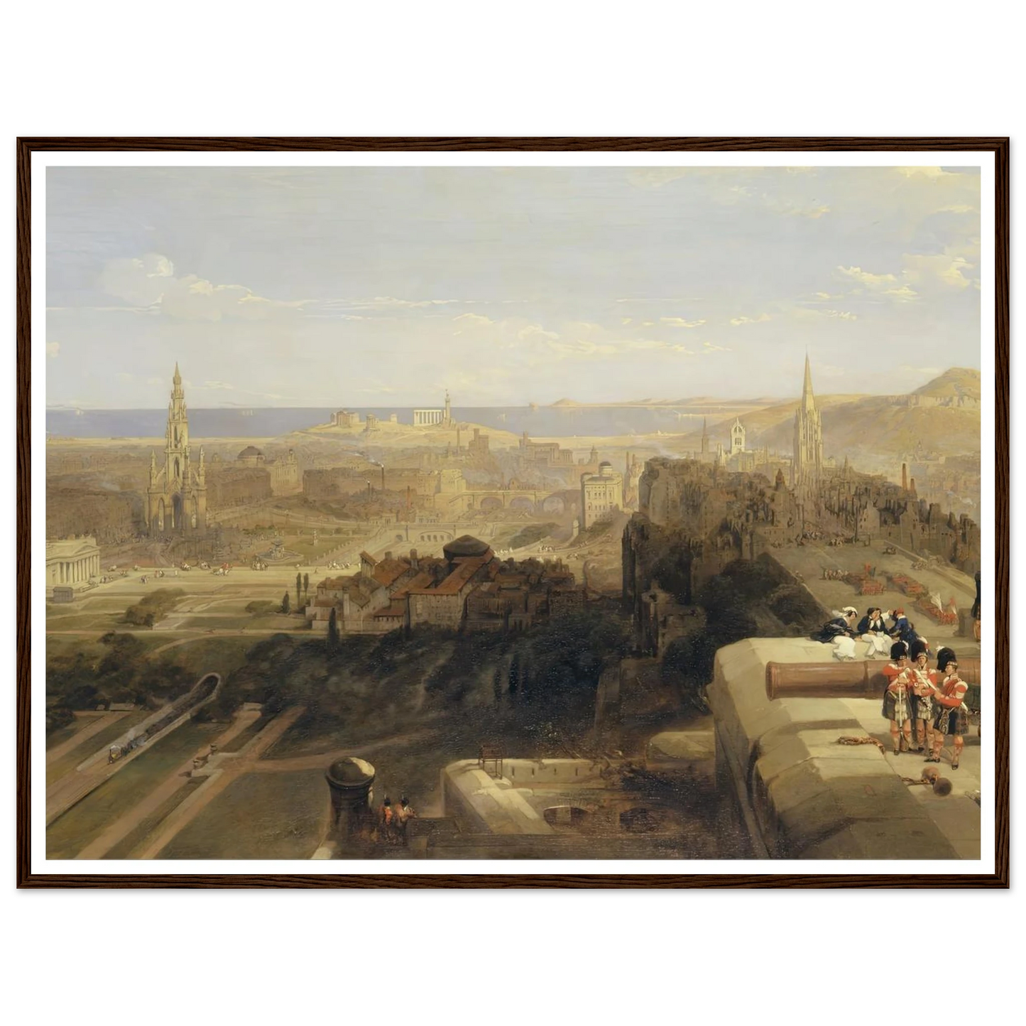 Edinburgh from the Castle Art Print | David Roberts - Framed Poster - 30x40 cm / 12x16″ - Black frame
