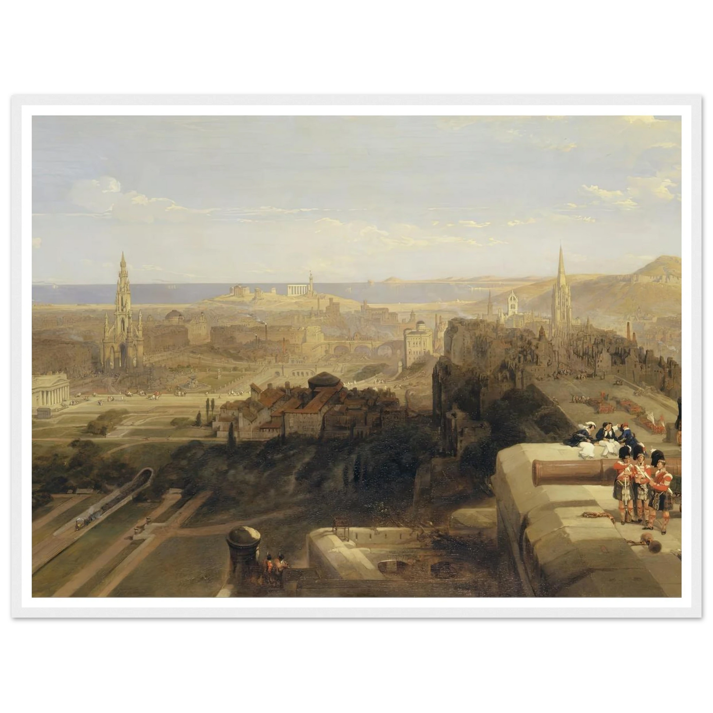 Edinburgh from the Castle Art Print | David Roberts - Framed Poster - 30x40 cm / 12x16″ - Black frame