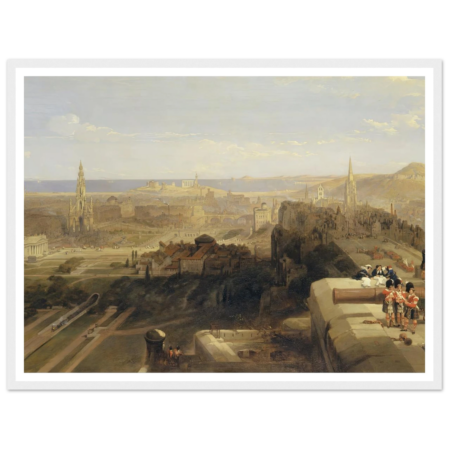 Edinburgh from the Castle Art Print | David Roberts - Framed Poster - 30x40 cm / 12x16″ - Black frame