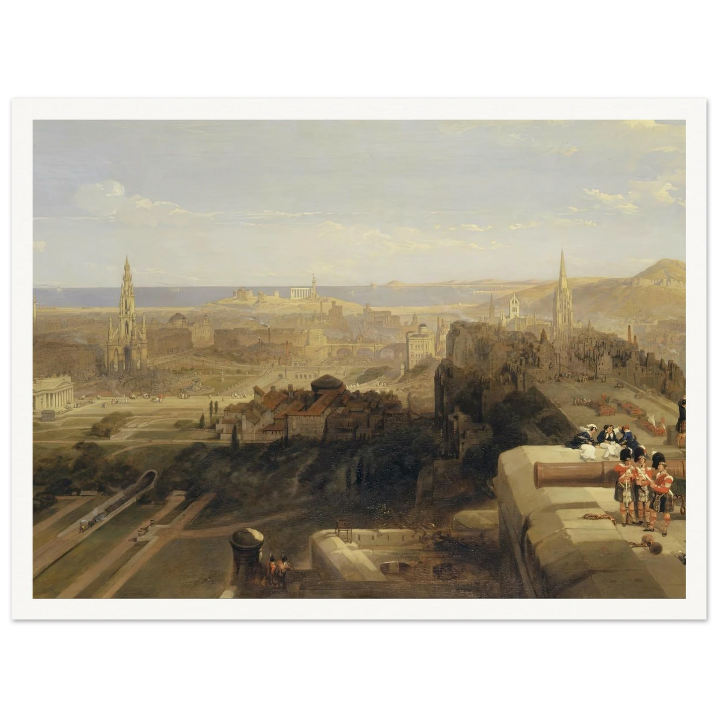 Edinburgh from the Castle Art Print | David Roberts - Framed Poster - 30x40 cm / 12x16″ - Black frame