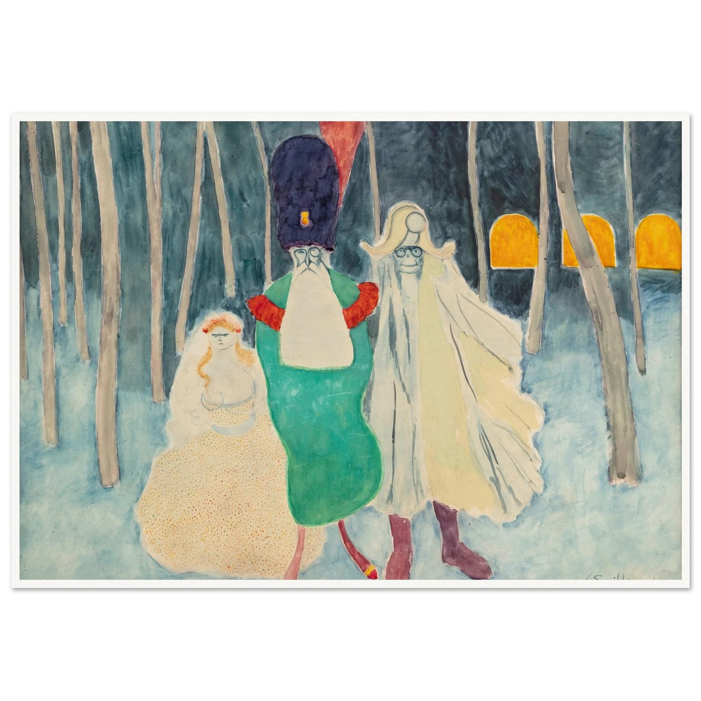 Mascarade. Léopold II, Napoléon et la bouquetière (1906) Art Print | Leon Spilliaert-Quipham Collections