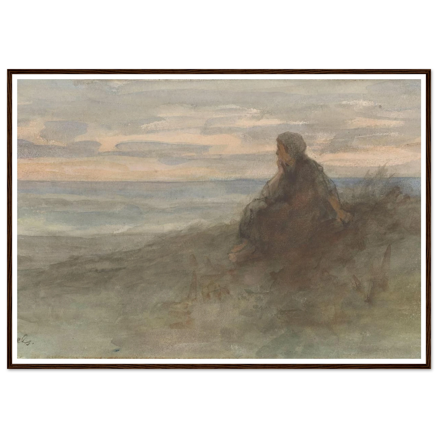 Zittende vrouw op een duin bij zee (c. 1834 - c. 1911) Art Print | Jozef Israels-Quipham Collections