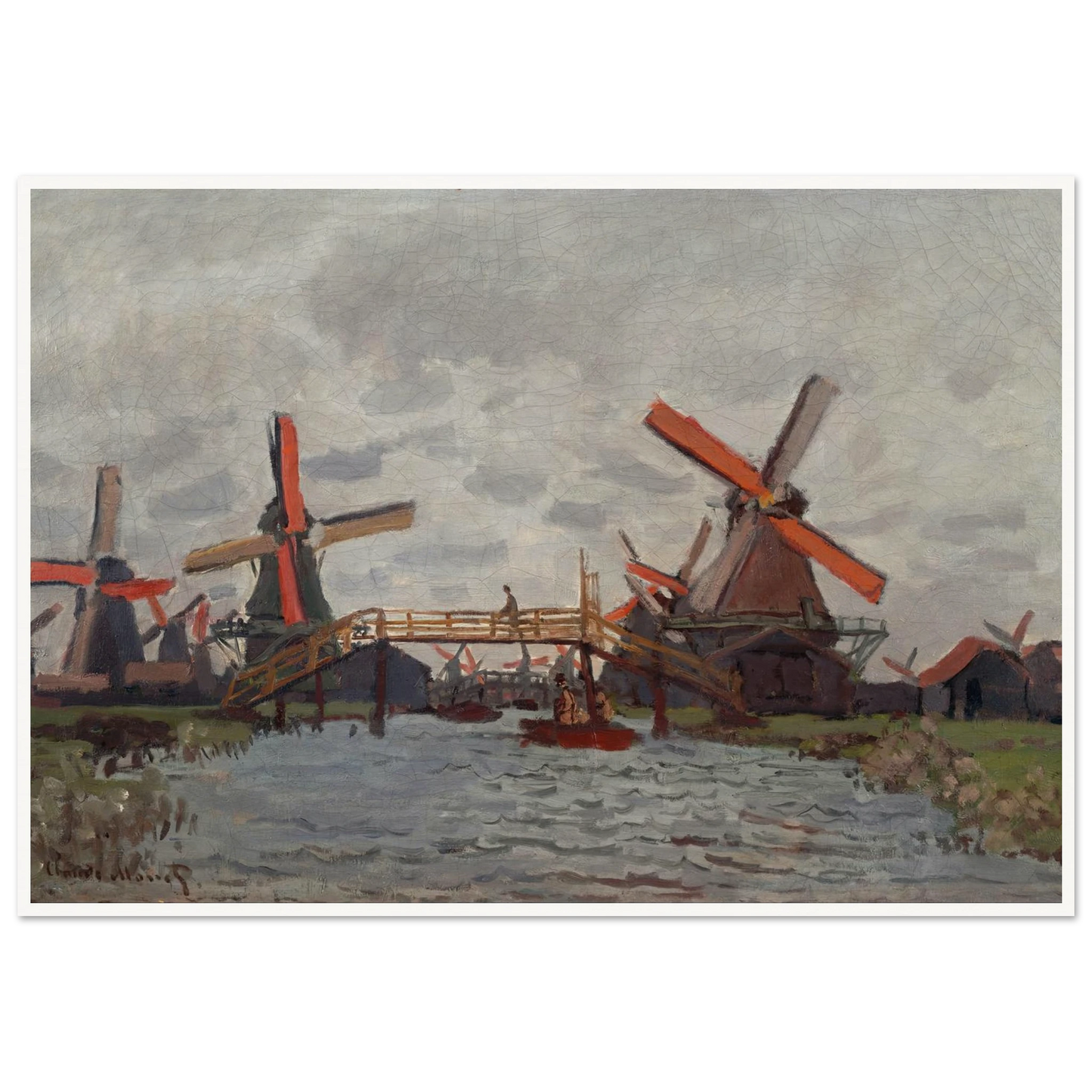Mills at Westzijderveld near Zaandam (1871) Art Print | Claude Monet-Quipham Collections