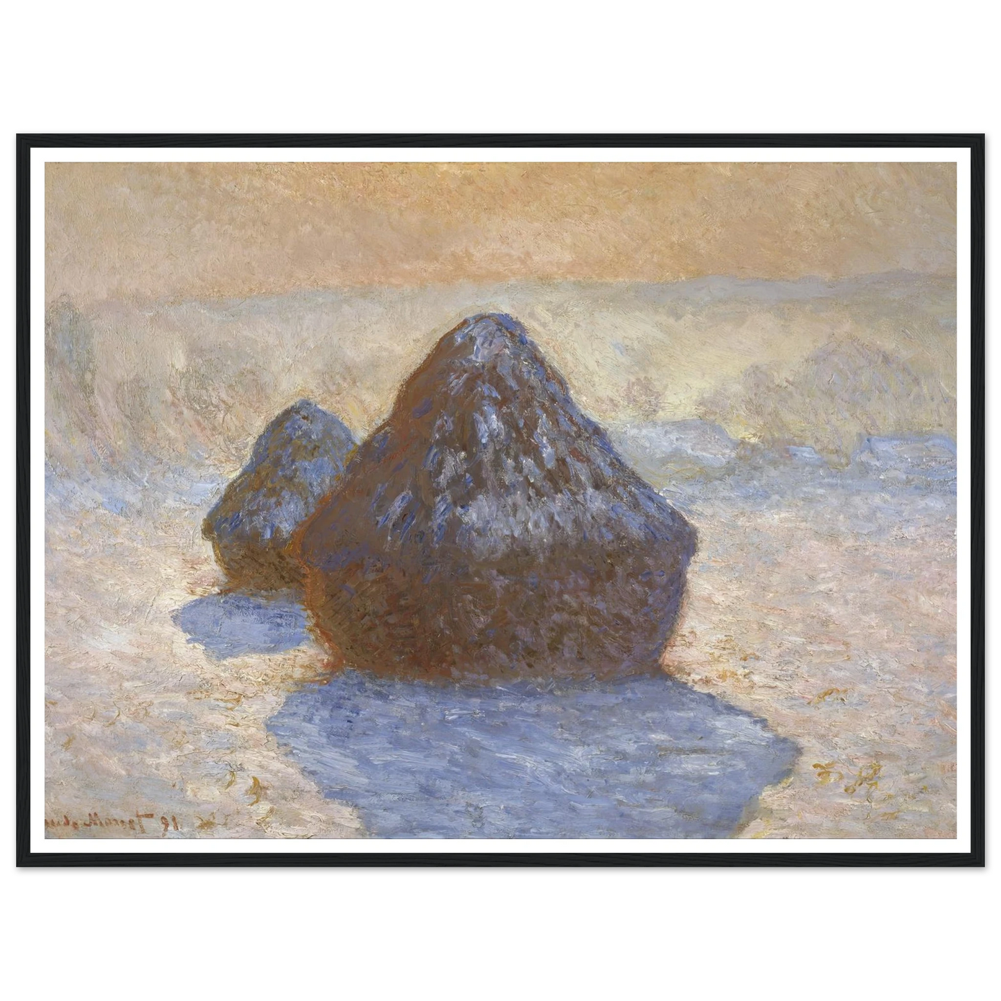 Haystacks- Snow Effect (1891) Art Print | Claude Monet-Quipham Collections