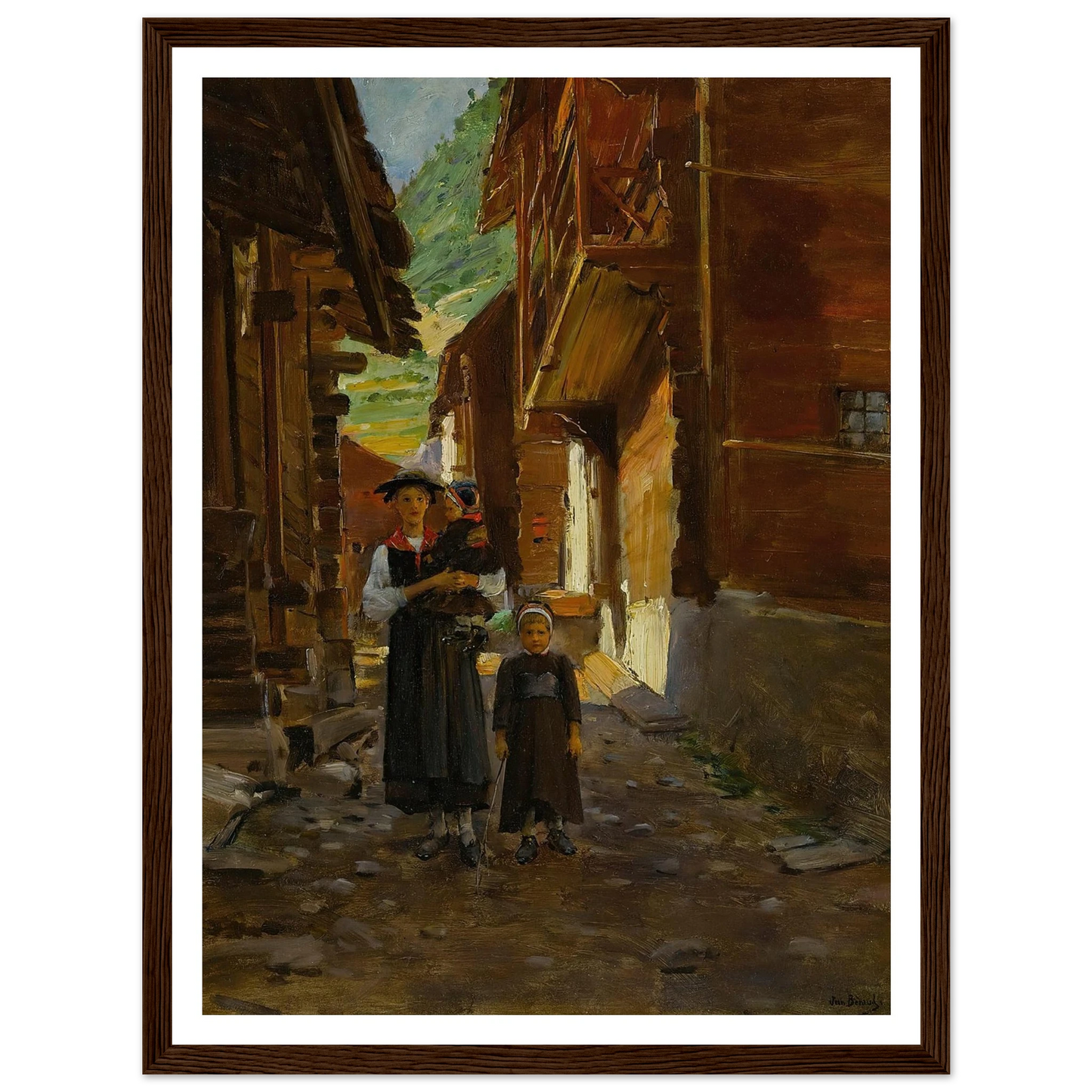 Jeune Femme Et Enfants Dans Un Paysage De Montagne Art Print | Jean Beraud-Quipham Collections