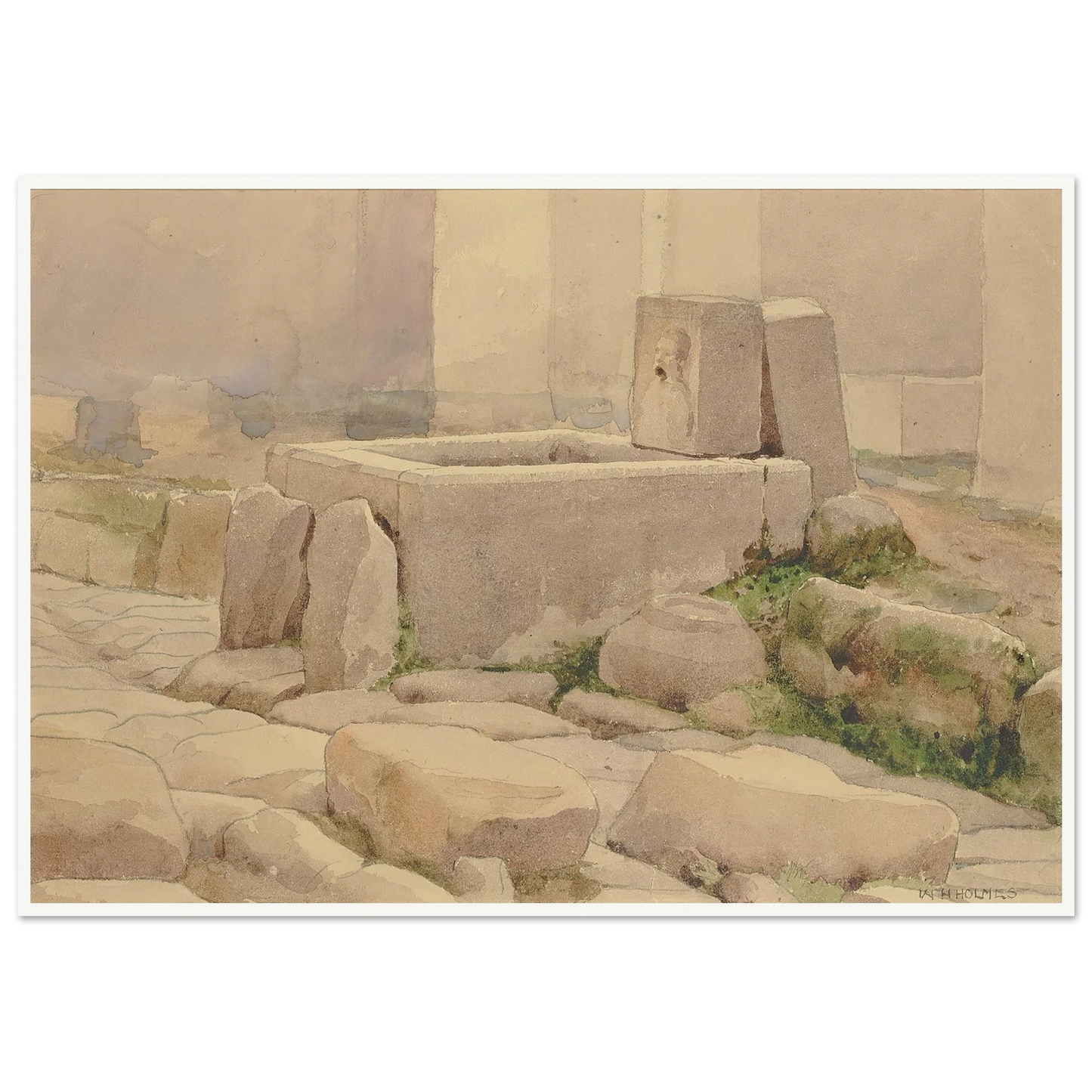 Pompeian Fountain And Horse Trough (1880) Art Print | William Henry Holmes-Quipham Collections