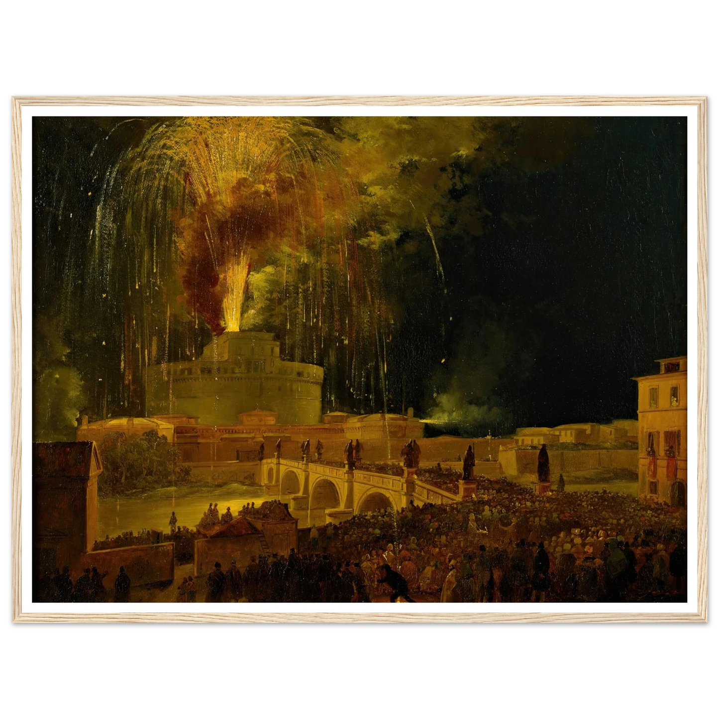 La Girandola Fireworks From Castel Sant’angelo In Rome (1830s) Art Print | Ippolito Caffi-Quipham Collections