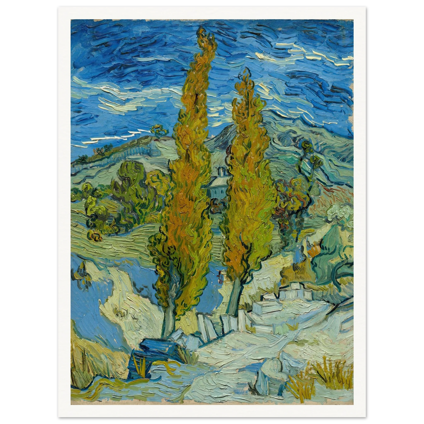 Two Poplars in the Alpilles near Saint-Rémy (1889) Art Print | Vincent van Gogh-Quipham Collections