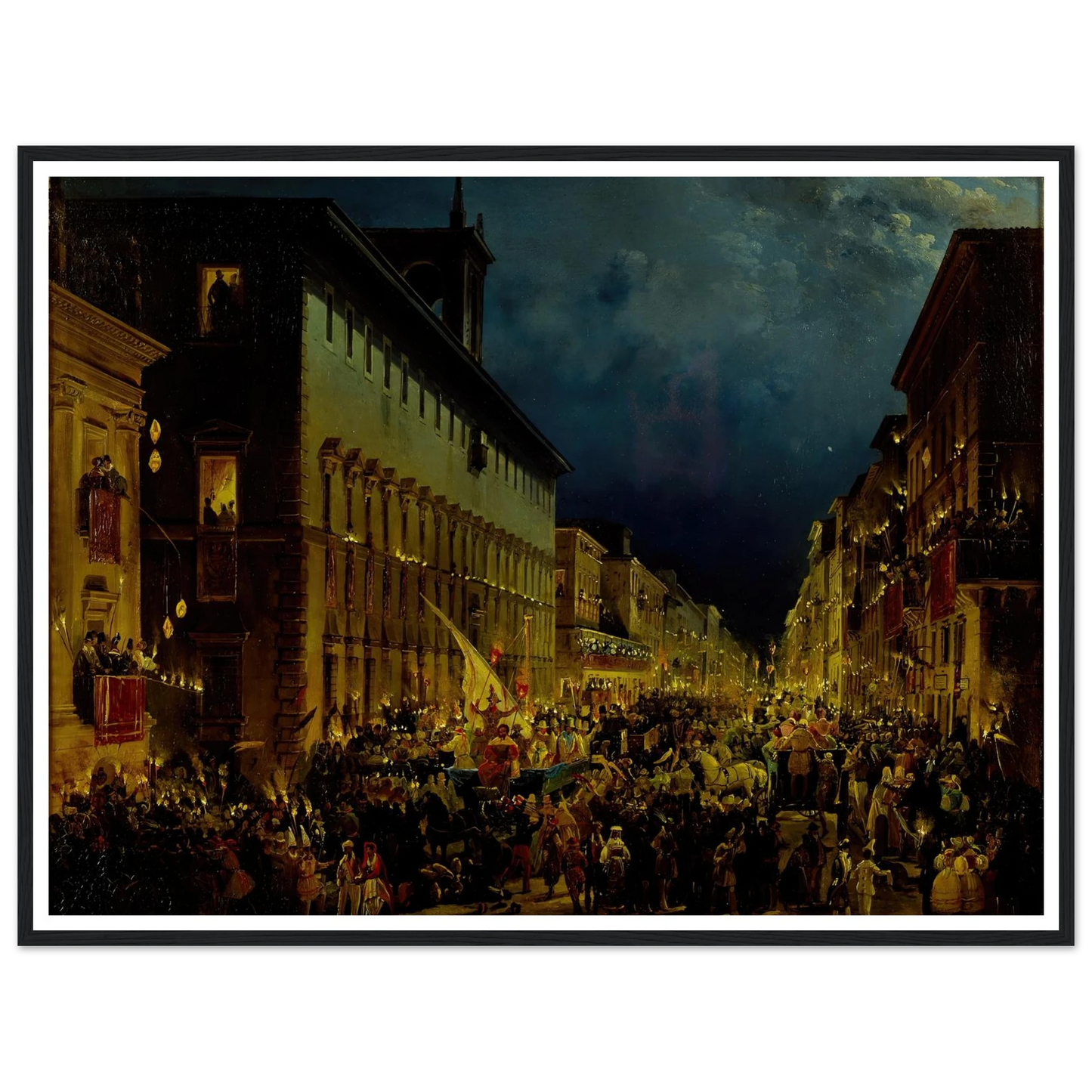 Moccoli Evening In Rome (1834) Art Print | Ippolito Caffi-Quipham Collections
