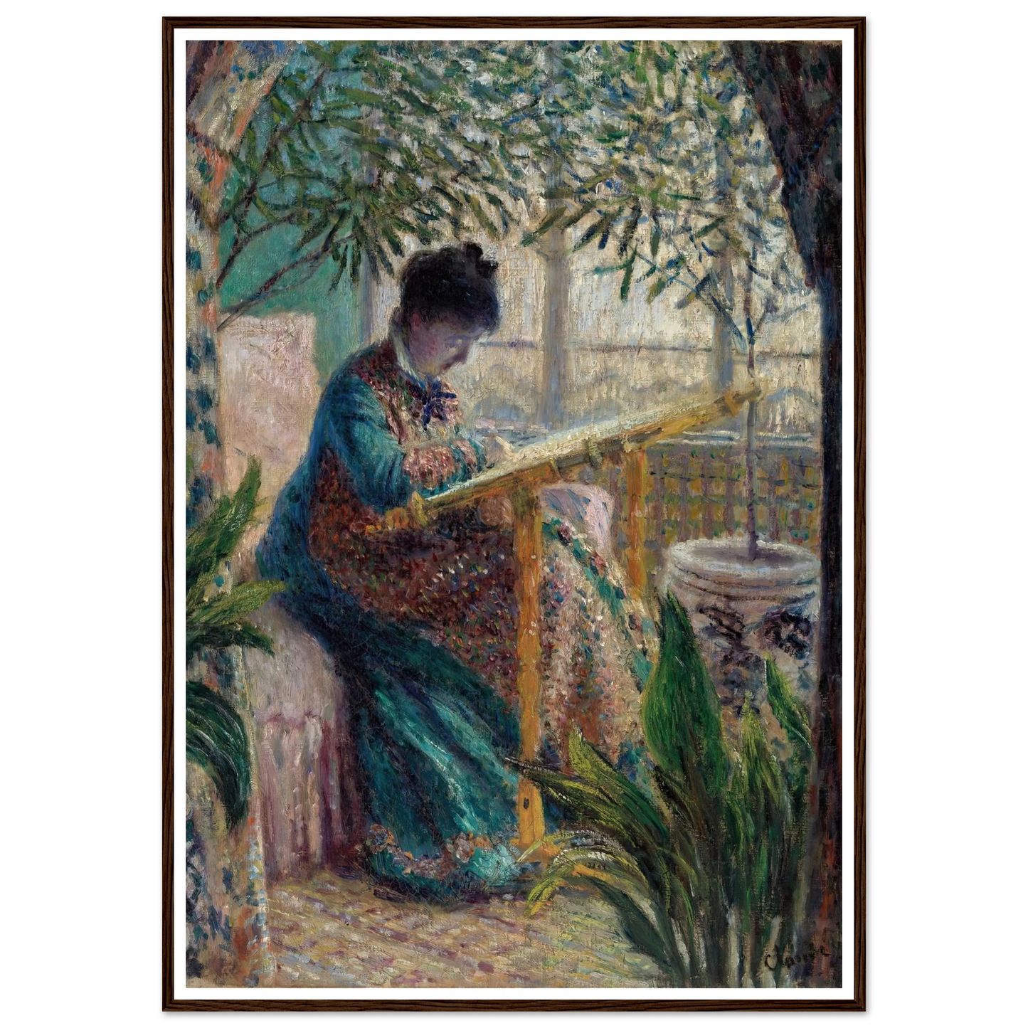 Madame Monet Embroidering (Camille au métier) (1875) Art Print | Claude Monet-Quipham Collections
