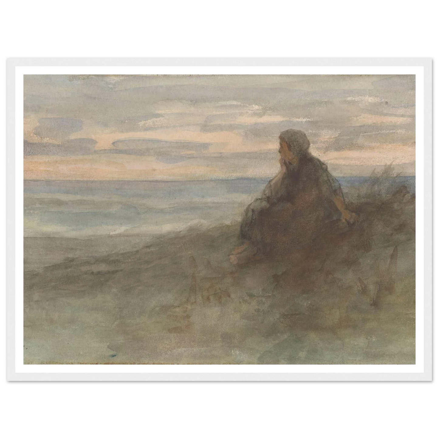 Zittende vrouw op een duin bij zee (c. 1834 - c. 1911) Art Print | Jozef Israels-Quipham Collections
