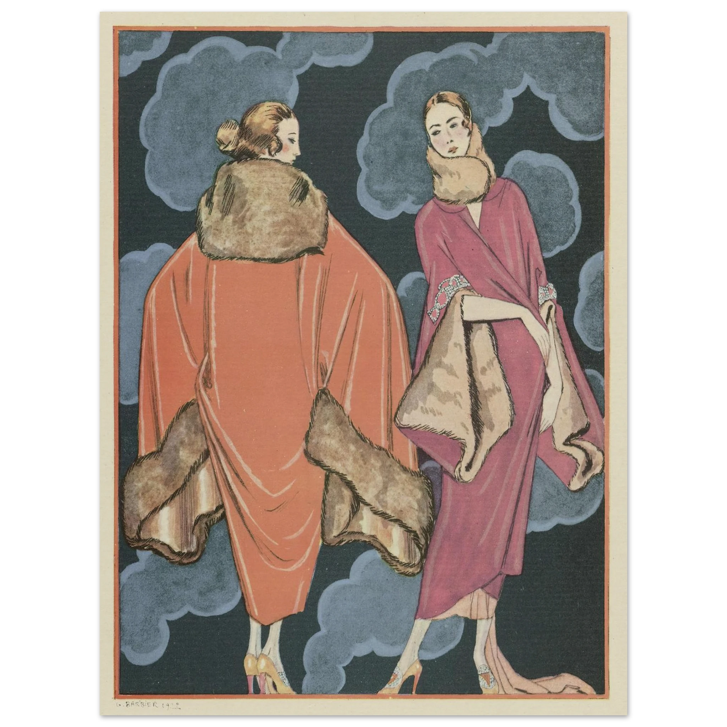 Deux heures du matin; Manteaux, de Worth (1923) Art Print | George Barbier-Quipham Collections