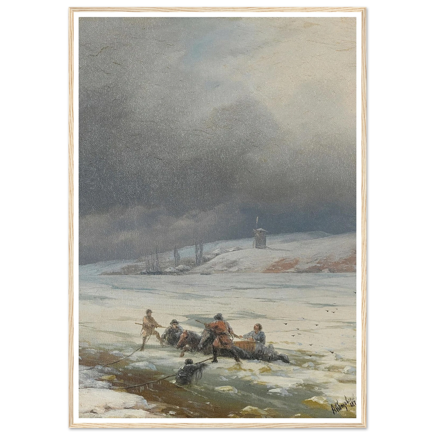Hauling a Horse and Cart out of the Ice (1876) Art Print | Ivan Konstantinovich Aivazovsky-Quipham Collections