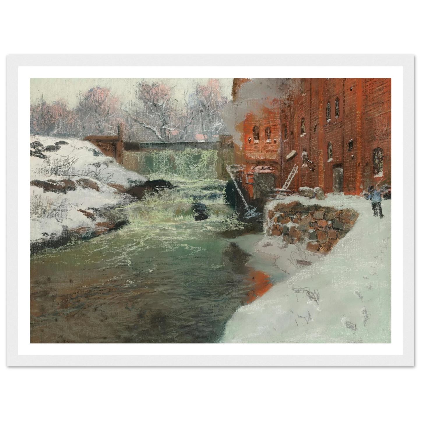 Effet de neige (1897) Art Print | Frits Thaulow - Framed Poster - 30x40 cm / 12x16″ - Black frame