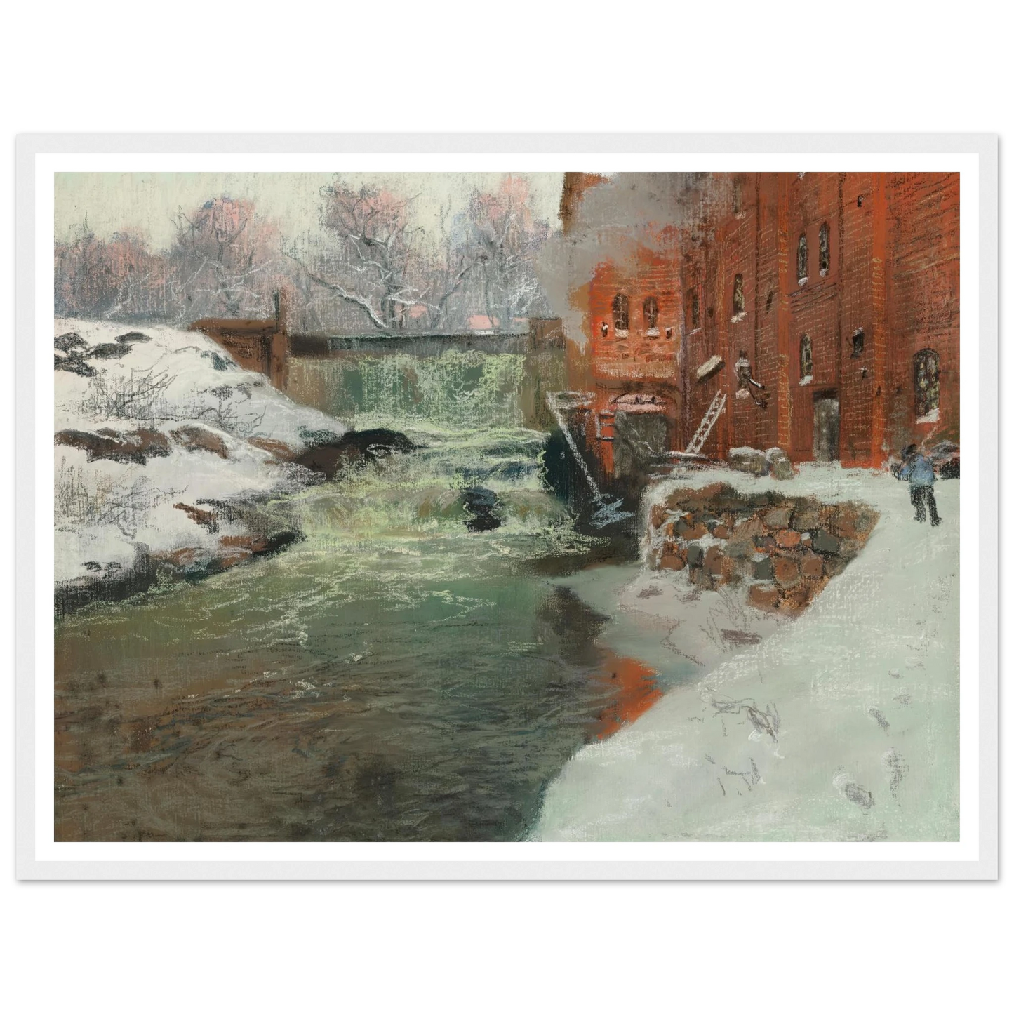 Effet de neige (1897) Art Print | Frits Thaulow - Framed Poster - 30x40 cm / 12x16″ - Black frame