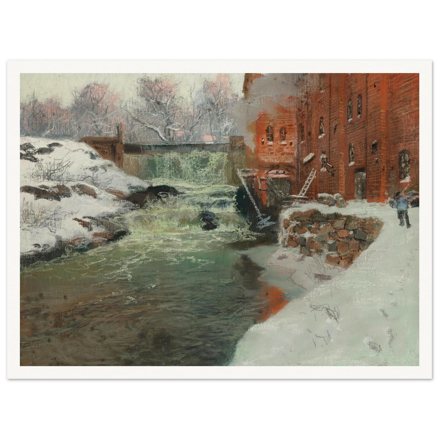 Effet de neige (1897) Art Print | Frits Thaulow - Framed Poster - 30x40 cm / 12x16″ - Black frame