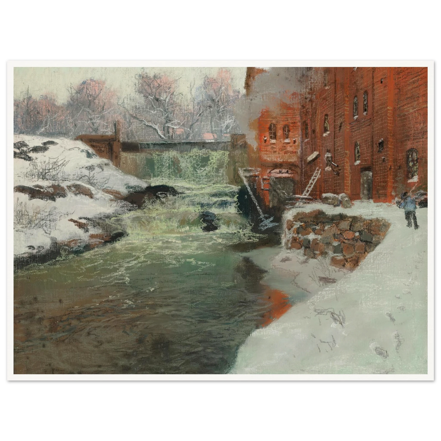 Effet de neige (1897) Art Print | Frits Thaulow - Framed Poster - 30x40 cm / 12x16″ - Black frame