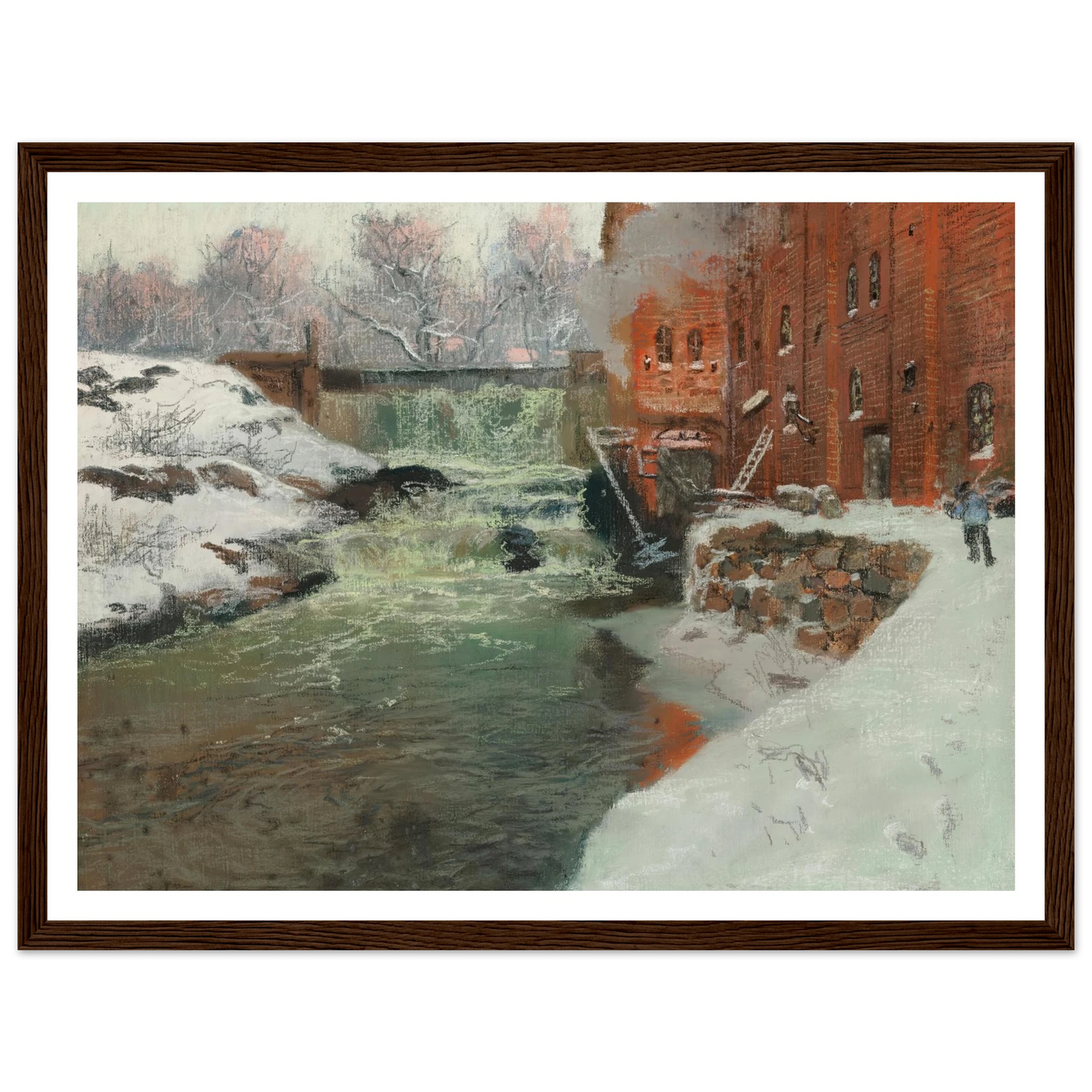 Effet de neige (1897) Art Print | Frits Thaulow - Framed Poster - 30x40 cm / 12x16″ - Black frame