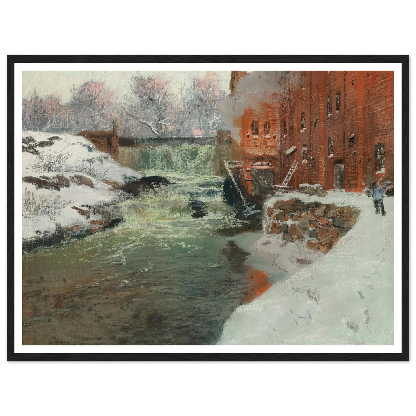 Effet de neige (1897) Art Print | Frits Thaulow - Framed Poster - 30x40 cm / 12x16″ - Black frame