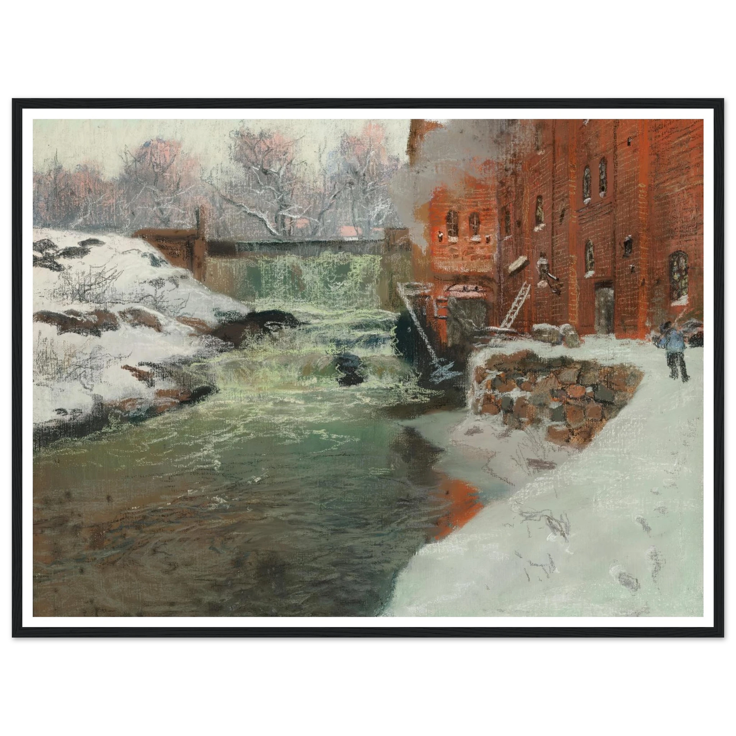 Effet de neige (1897) Art Print | Frits Thaulow - Framed Poster - 30x40 cm / 12x16″ - Black frame