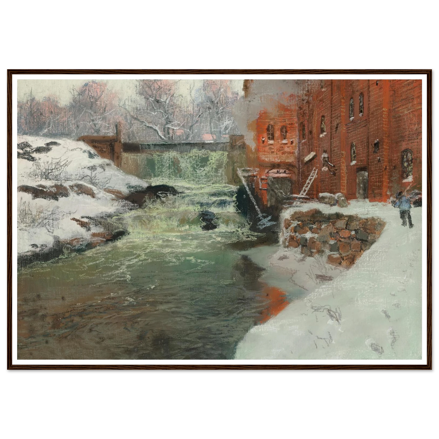 Effet de neige (1897) Art Print | Frits Thaulow - Framed Poster - 30x40 cm / 12x16″ - Black frame