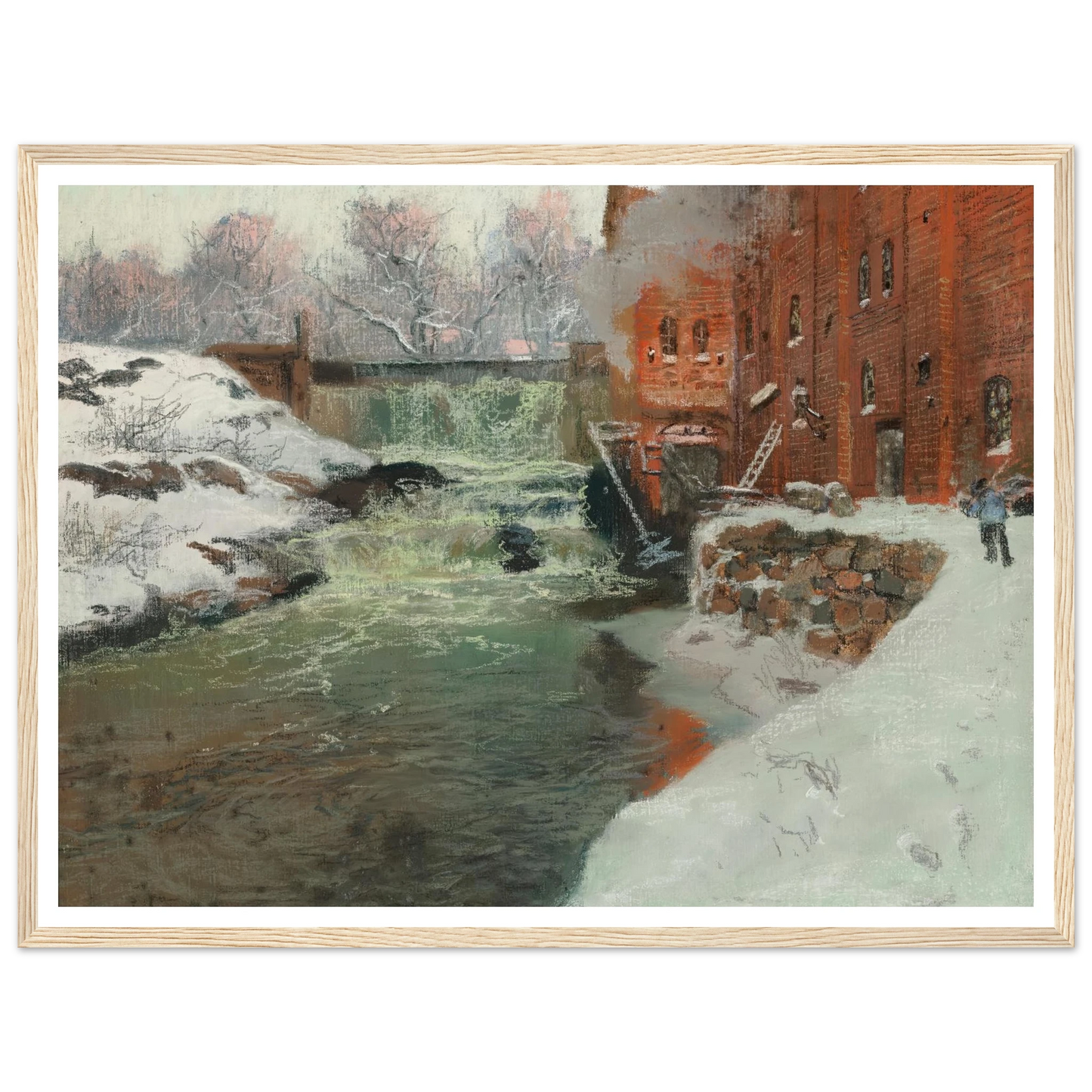 Effet de neige (1897) Art Print | Frits Thaulow - Framed Poster - 30x40 cm / 12x16″ - Black frame