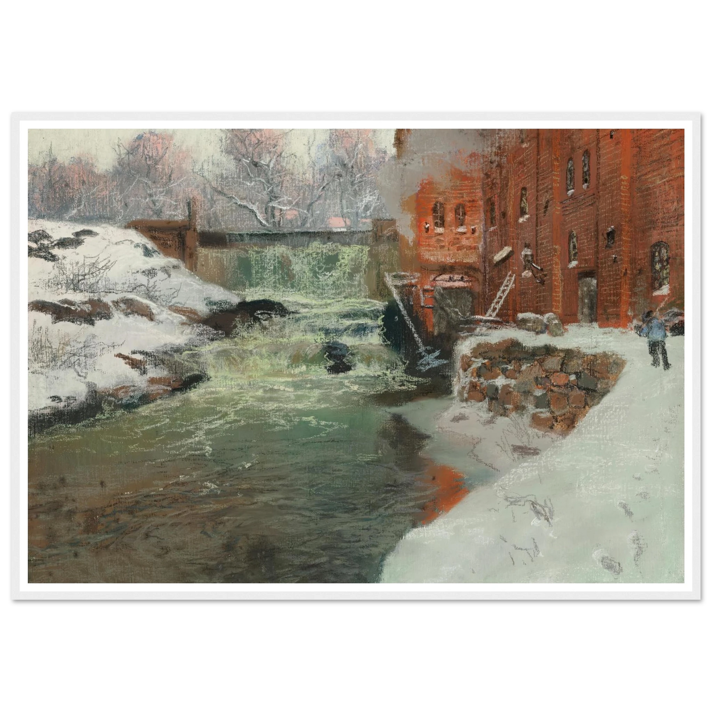Effet de neige (1897) Art Print | Frits Thaulow - Framed Poster - 30x40 cm / 12x16″ - Black frame