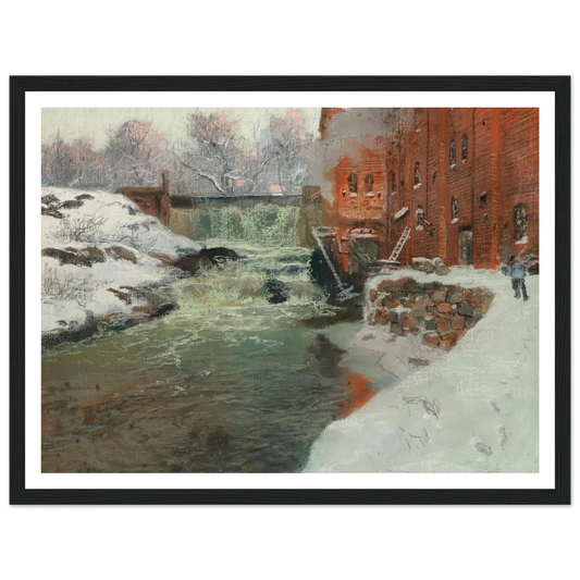 Effet de neige (1897) Art Print | Frits Thaulow - Framed Poster - 30x40 cm / 12x16″ - Black frame