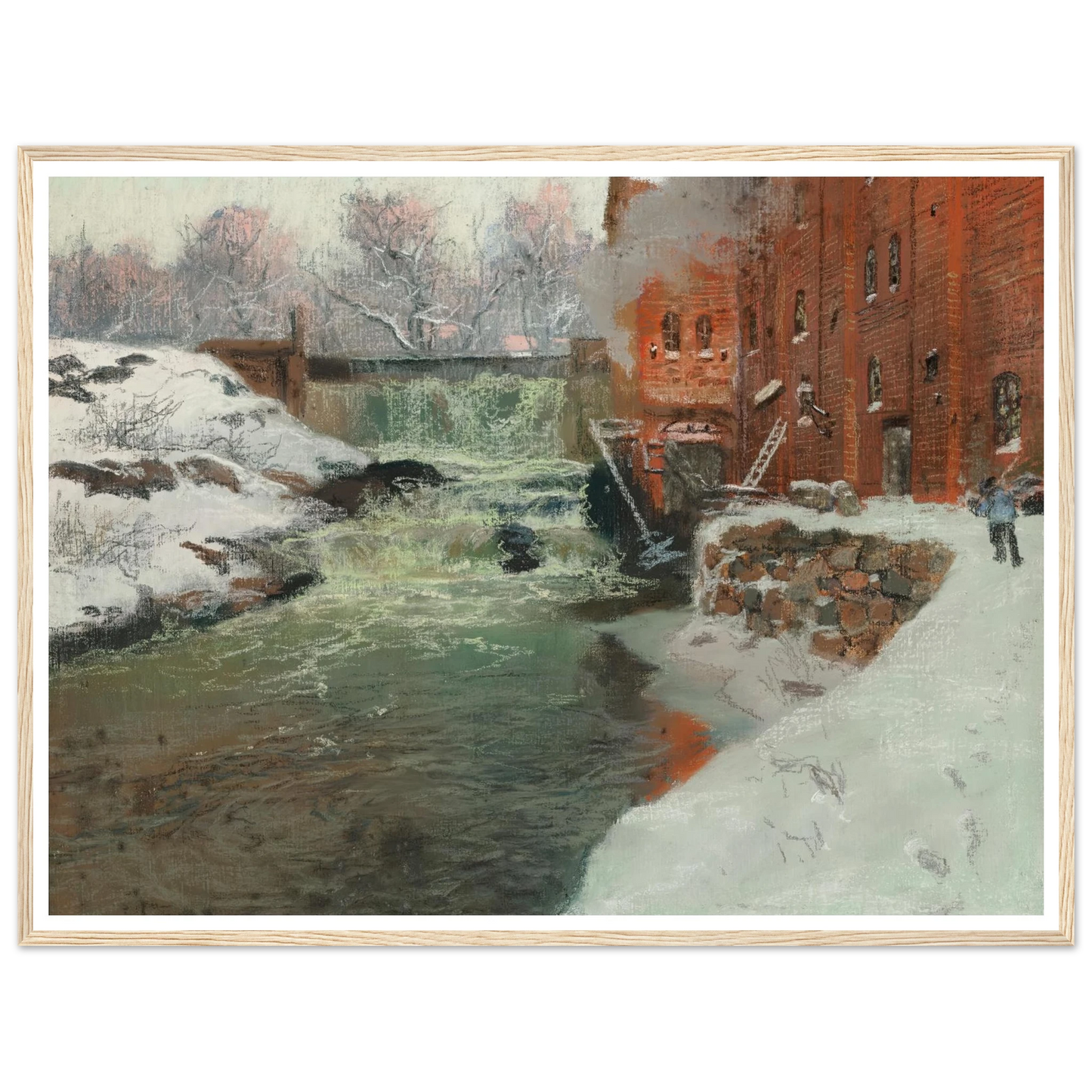 Effet de neige (1897) Art Print | Frits Thaulow - Framed Poster - 30x40 cm / 12x16″ - Black frame