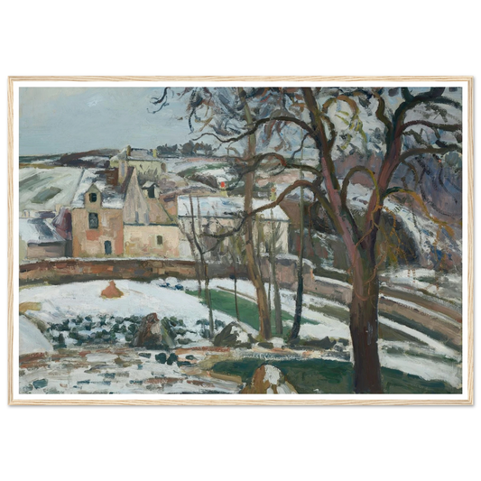 Effet de neige à L’Hermitage, Pontoise (1875) Art Print | Camille Pissarro - Framed Poster - 30x40 cm / 12x16″ - Black frame