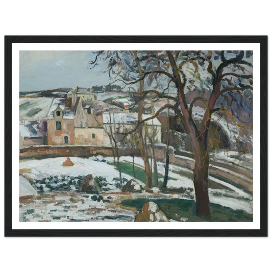 Effet de neige à L’Hermitage, Pontoise (1875) Art Print | Camille Pissarro - Framed Poster - 30x40 cm / 12x16″ - Black frame