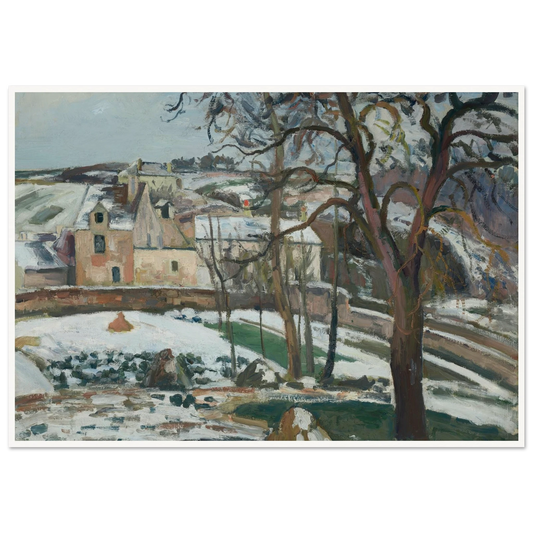 Effet de neige à L’Hermitage, Pontoise (1875) Art Print | Camille Pissarro - Framed Poster - 30x40 cm / 12x16″ - Black frame