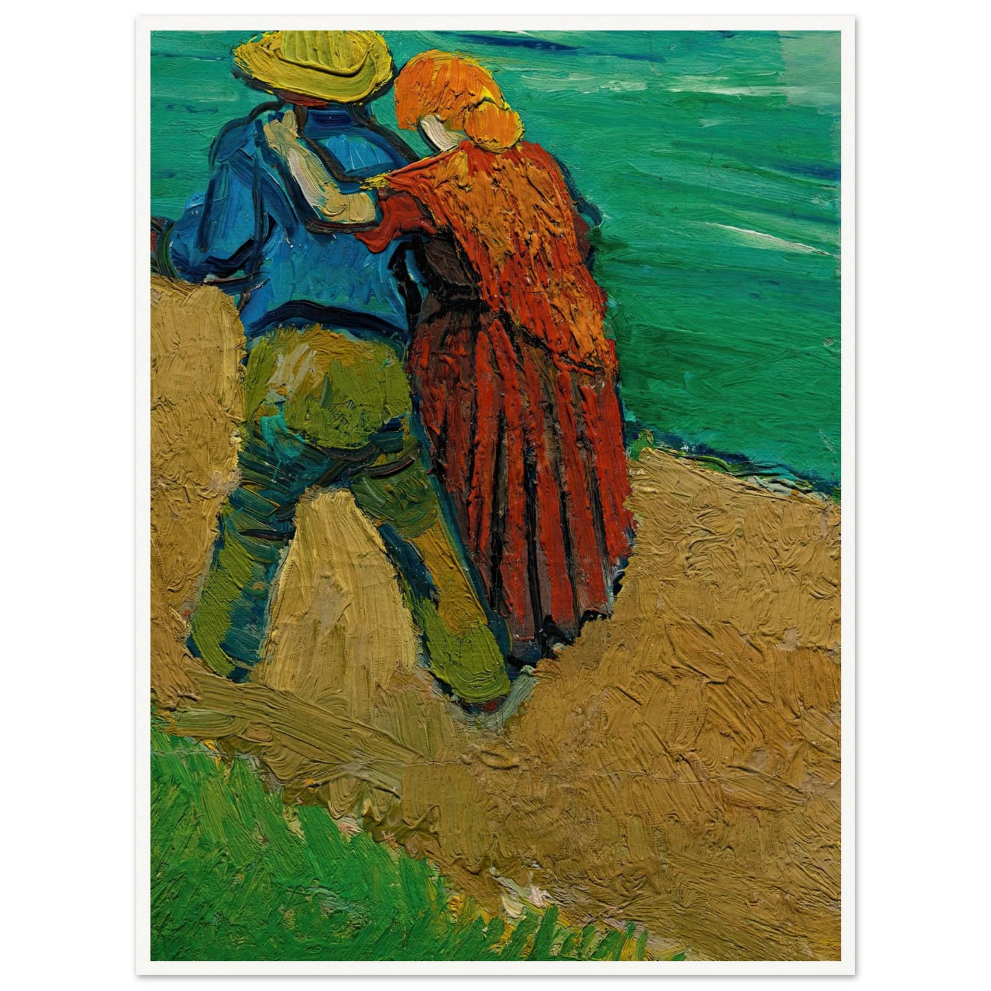 Eglogue En Provence – Un Couple D’amoureux (1888) Art Print | Vincent van Gogh - Framed Poster - 30x40 cm / 12x16″ - Black frame