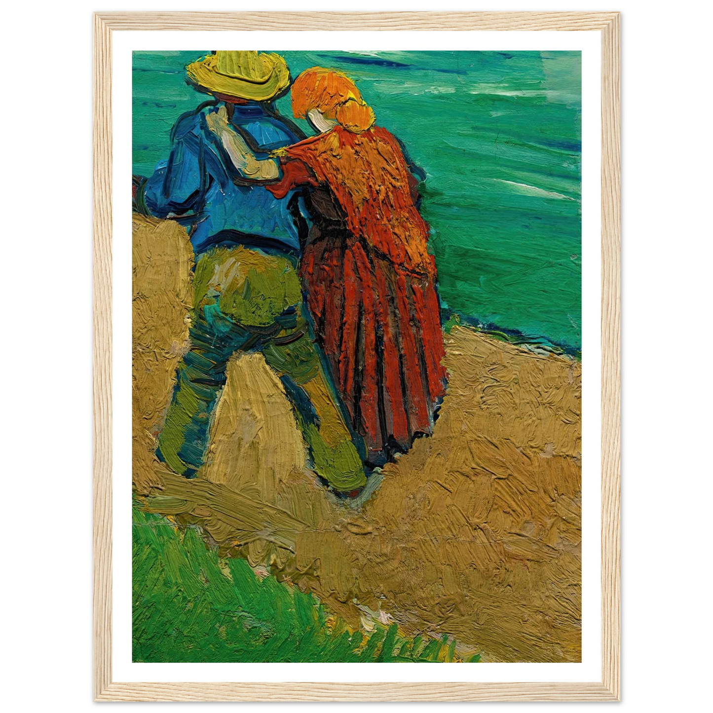 Eglogue En Provence – Un Couple D’amoureux (1888) Art Print | Vincent van Gogh - Framed Poster - 30x40 cm / 12x16″ - Black frame