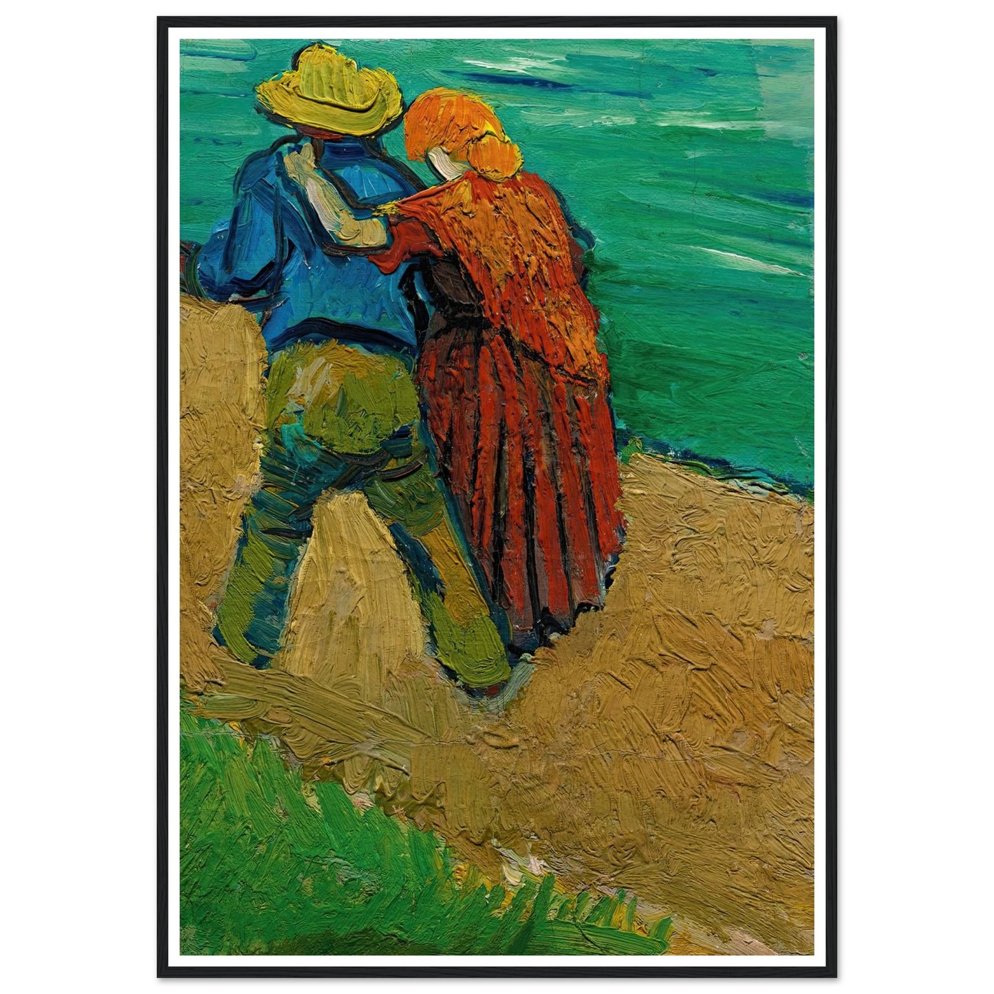 Eglogue En Provence – Un Couple D’amoureux (1888) Art Print | Vincent van Gogh - Framed Poster - 30x40 cm / 12x16″ - Black frame